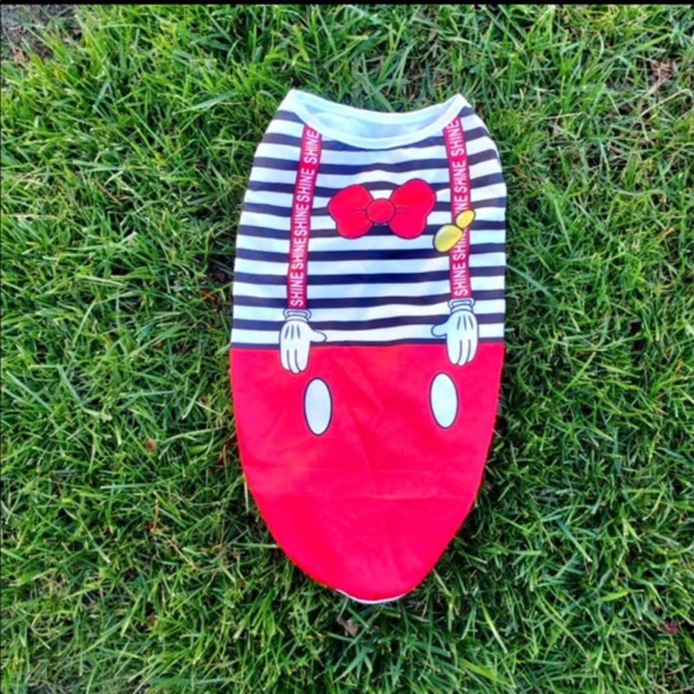 Dog Cat Summer Clothes Shirt Vest Red Bow Costume